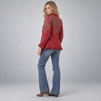 Damen Paisley-Rüschenjacke mit Knopfleiste – Tailliert