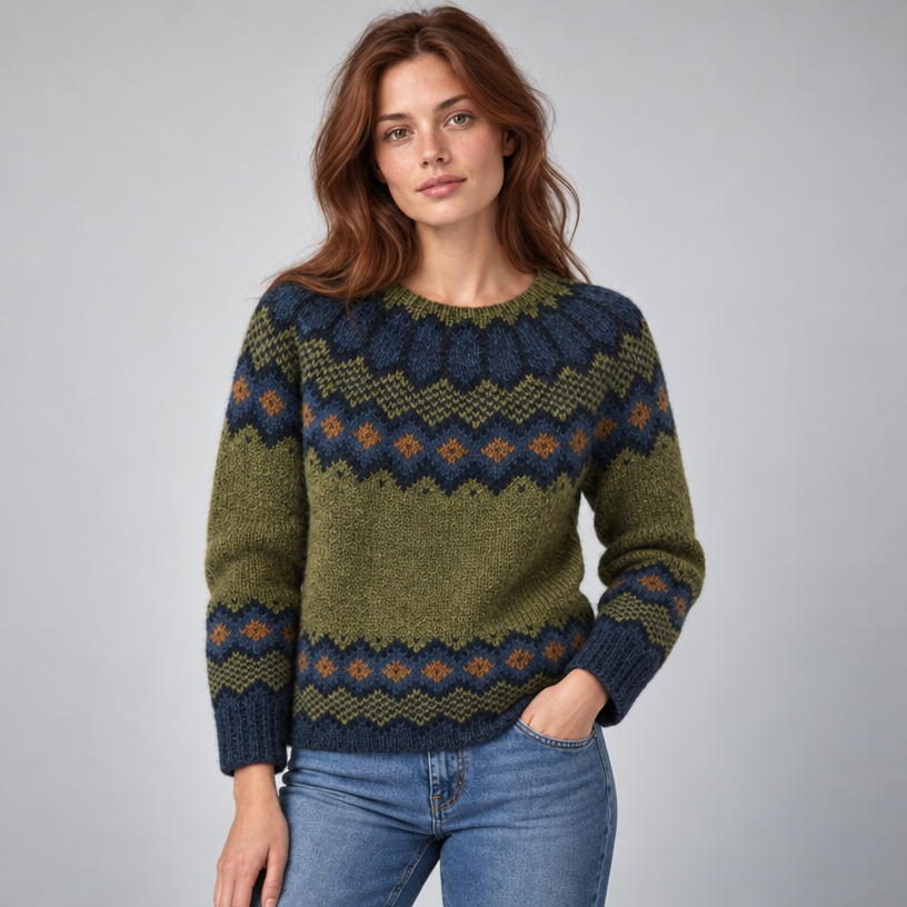 Damen Norweger-Strickpullover mit Fair-Isle-Muster – Relaxed Fit