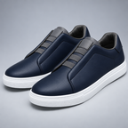 Herren Low-Top Leder-Sneaker mit Schnürung — Marineblau
