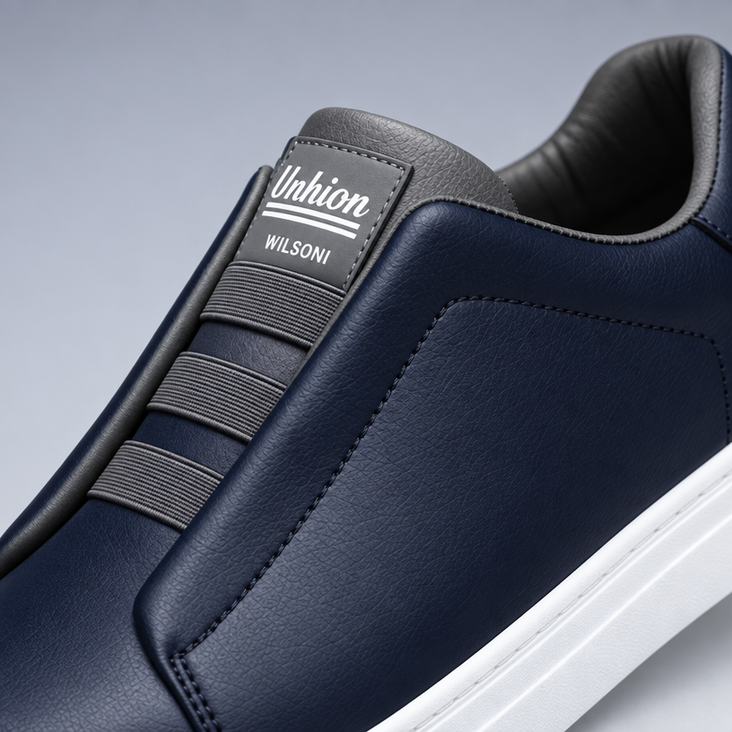Herren Low-Top Leder-Sneaker mit Schnürung — Marineblau