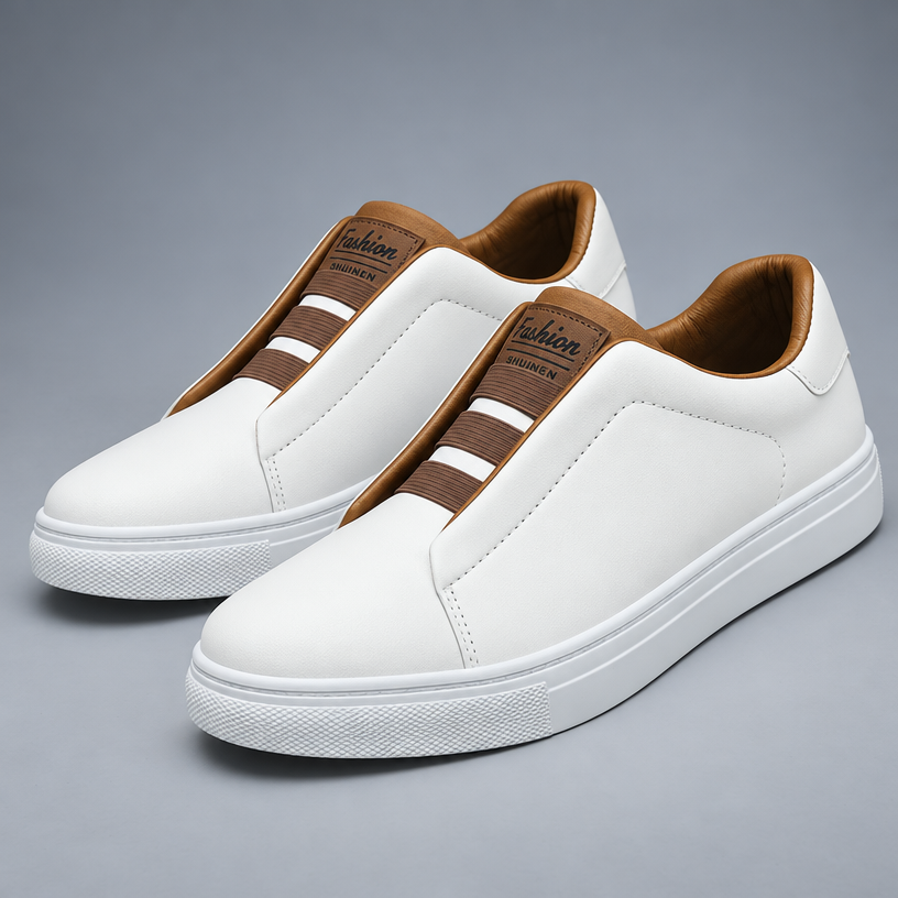 Herren Low-Top Leder-Sneaker mit Schnürung — Weiß