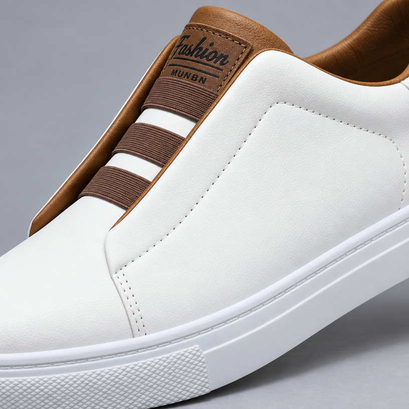 Herren Low-Top Leder-Sneaker mit Schnürung — Weiß