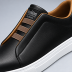 Herren Low-Top Leder-Sneaker mit Schnürung — Schwarz