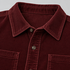 Herren Cord-Hemdjacke mit Knopfleiste – Regular Fit — Dunkelrot