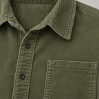 Herren Cord-Hemdjacke mit Knopfleiste – Regular Fit — Militärgrün