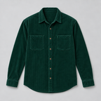 Herren Cord-Hemdjacke mit Knopfleiste – Regular Fit — Grün