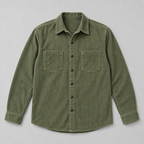 Herren Cord-Hemdjacke mit Knopfleiste – Regular Fit — Militärgrün