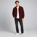 Herren Cord-Hemdjacke mit Knopfleiste – Regular Fit — Dunkelrot