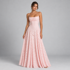 Damen Spitzen-Abendkleid für Hochzeitsgäste mit Corsage — Rosa