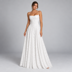 Damen Spitzen-Abendkleid für Hochzeitsgäste mit Corsage — Weiß