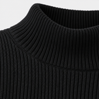 Herren Woll-Troyer mit Quarter-Zip und Stehkragen — Schwarz