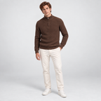 Herren Woll-Troyer mit Quarter-Zip und Stehkragen — Braun