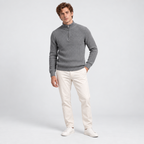 Herren Woll-Troyer mit Quarter-Zip und Stehkragen — Grau