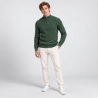 Herren Woll-Troyer mit Quarter-Zip und Stehkragen — Grün