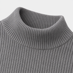 Herren Woll-Troyer mit Quarter-Zip und Stehkragen — Grau