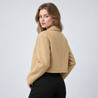 Damen Cropped Übergangsjacke mit Knopfleiste – Regular Fit