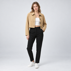 Damen Cropped Übergangsjacke mit Knopfleiste – Regular Fit