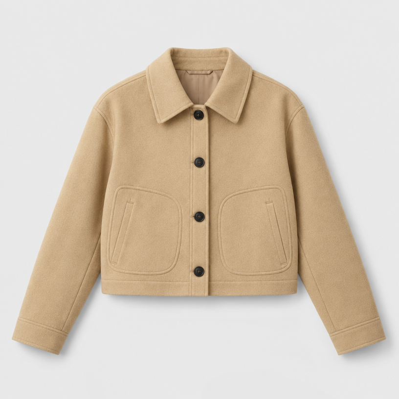 Damen Cropped Übergangsjacke mit Knopfleiste – Regular Fit
