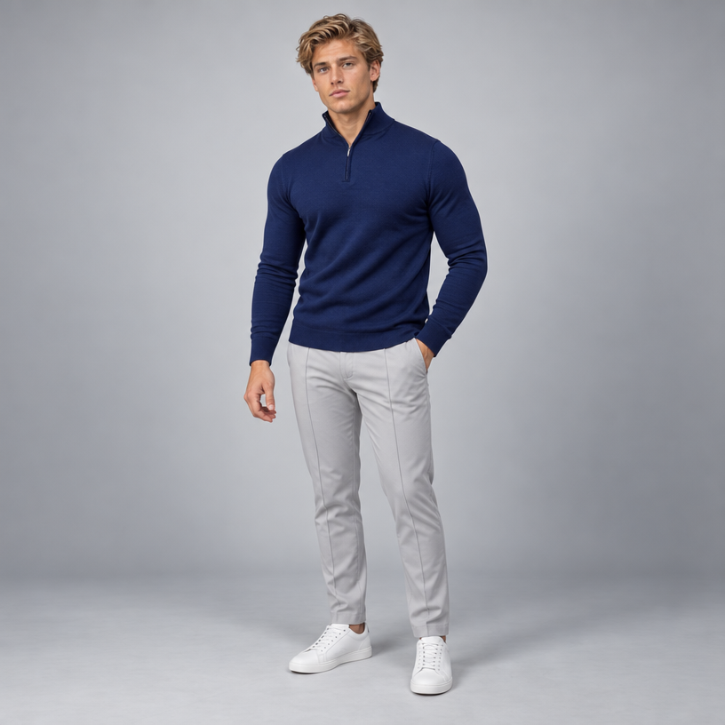Herren Slim-Fit Troyer mit Quarter-Zip
