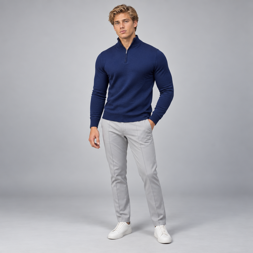 Herren Slim-Fit Troyer mit Quarter-Zip