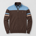 Herren Baumwoll-Strickjacke mit Stehkragen und Reißverschluss — Blau