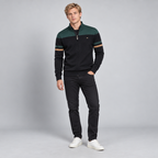 Herren Baumwoll-Strickjacke mit Stehkragen und Reißverschluss — Dunkelgrün
