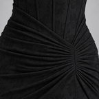 Damen Corsagen-Abendkleid mit Blumenmuster und High-Low-Saum — Schwarz