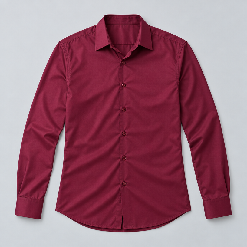 Herren Satinhemd mit Stretch – Slim Fit — Bordeaux