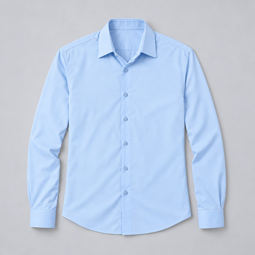 Herren Satinhemd mit Stretch – Slim Fit — Hellblau