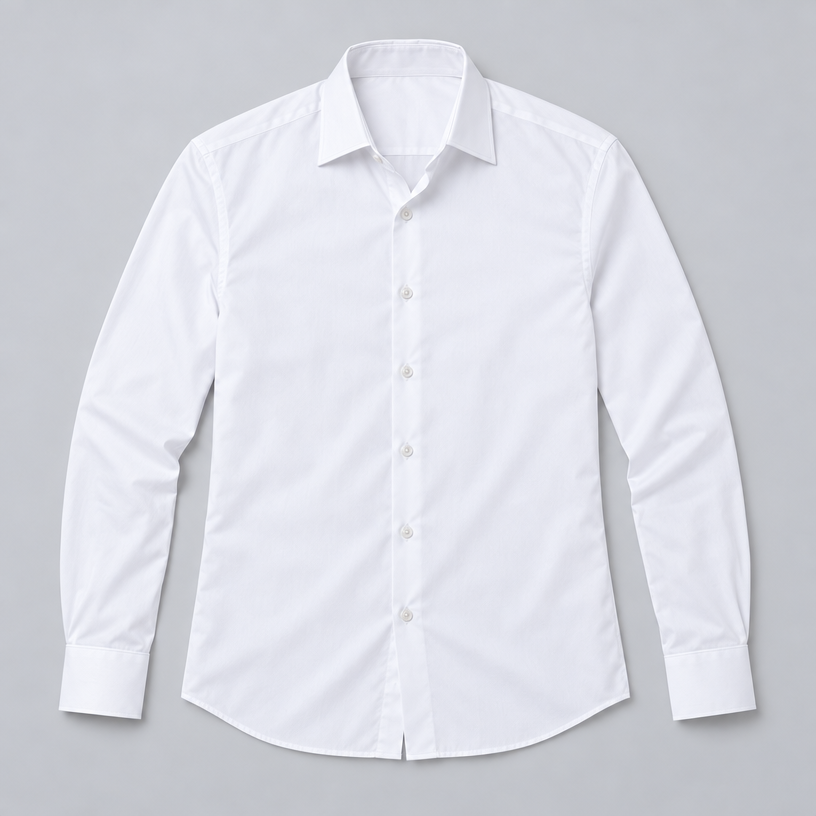 Herren Satinhemd mit Stretch – Slim Fit — Weiß