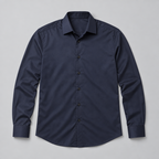 Herren Satinhemd mit Stretch – Slim Fit — Marineblau