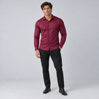 Herren Satinhemd mit Stretch – Slim Fit — Bordeaux