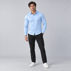 Herren Satinhemd mit Stretch – Slim Fit — Hellblau
