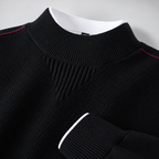 Herren Strukturstrick-Pullover mit Stehkragen – Relaxed Fit — Mitternachtsschwarz