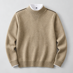 Herren Strukturstrick-Pullover mit Stehkragen – Relaxed Fit — Beige