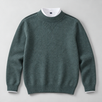 Herren Strukturstrick-Pullover mit Stehkragen – Relaxed Fit — Mintgrün