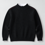 Herren Strukturstrick-Pullover mit Stehkragen – Relaxed Fit — Mitternachtsschwarz