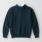 Herren Strukturstrick-Pullover mit Stehkragen – Relaxed Fit — Dunkles Petrol