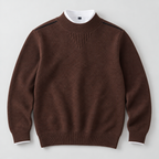 Herren Strukturstrick-Pullover mit Stehkragen – Relaxed Fit — Espressobraun