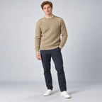 Herren Strukturstrick-Pullover mit Stehkragen – Relaxed Fit — Beige