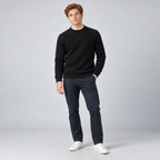 Herren Strukturstrick-Pullover mit Stehkragen – Relaxed Fit — Mitternachtsschwarz