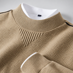Herren Strukturstrick-Pullover mit Stehkragen – Relaxed Fit — Beige