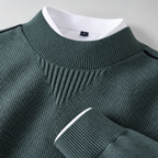 Herren Strukturstrick-Pullover mit Stehkragen – Relaxed Fit — Mintgrün