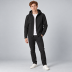 Herren Softshell-Übergangsjacke mit Kapuze – Regular Fit — Schwarz