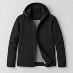 Herren Softshell-Übergangsjacke mit Kapuze – Regular Fit — Schwarz