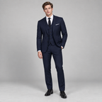 Herren Dreiteiler-Anzug mit klassischem Revers – für Hochzeit & formelle Anlässe — Marineblau