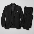 Herren Dreiteiler-Anzug mit klassischem Revers – für Hochzeit & formelle Anlässe — Schwarz