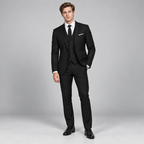 Herren Dreiteiler-Anzug mit klassischem Revers – für Hochzeit & formelle Anlässe — Schwarz