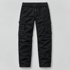 Herren Straight-Fit Cargohose aus Baumwolle mit Cargotaschen — Schwarz