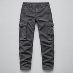 Herren Straight-Fit Cargohose aus Baumwolle mit Cargotaschen — Grau